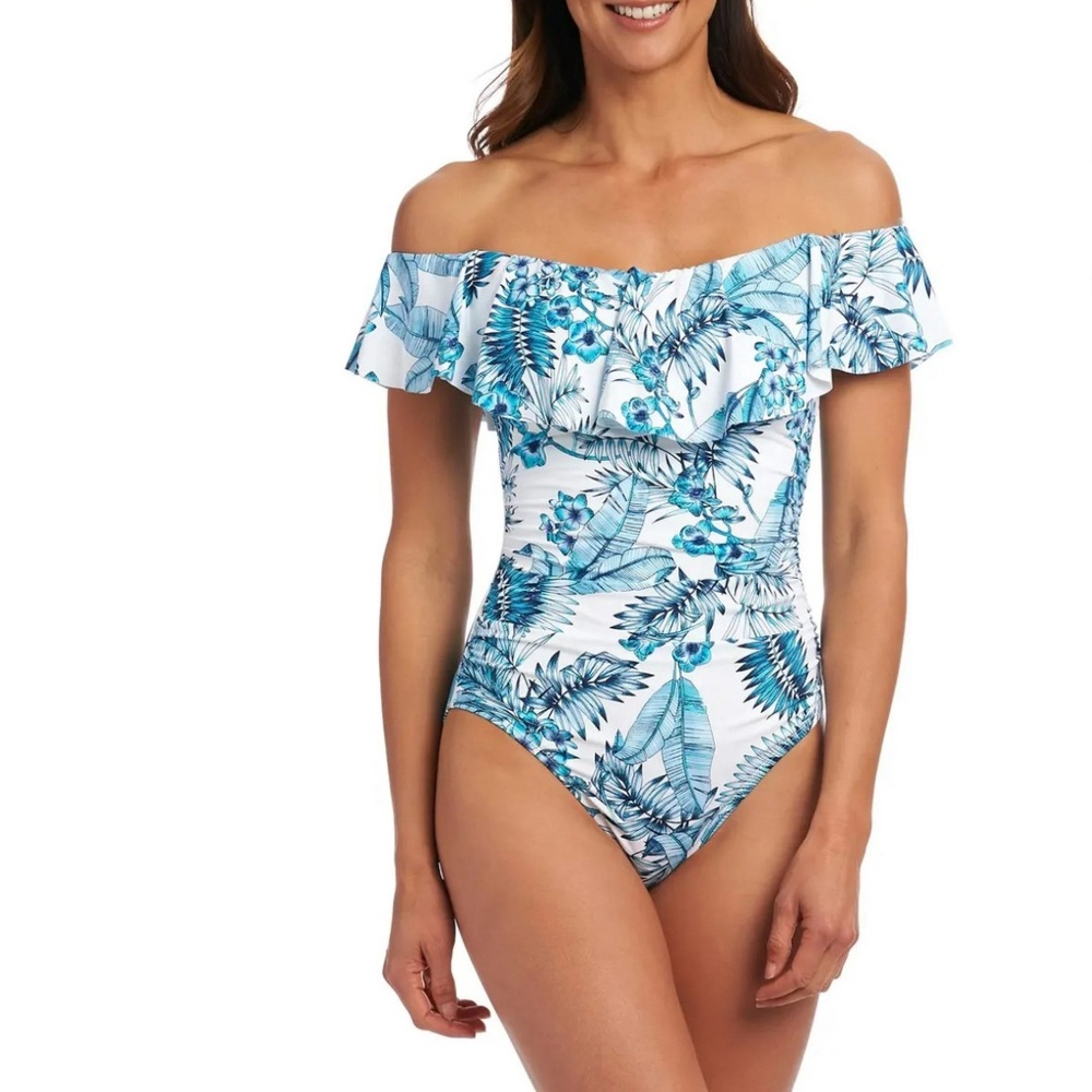 Floral Off-Shoulder One-Piece Swimsuit